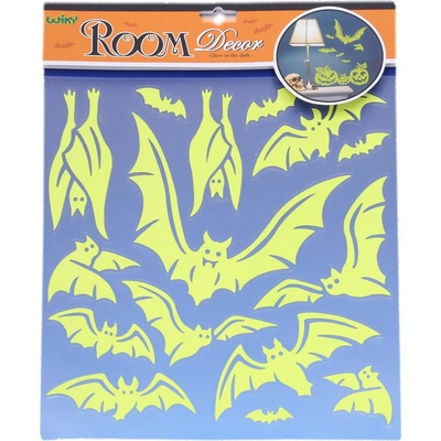 wiky Nálepky na zeď svítící ve tmě 38x31 cm Netopýři HALLOWEEN