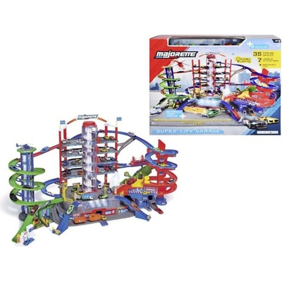 Majorette Super City Garáž + 6 autíček a vlak MJ2009001