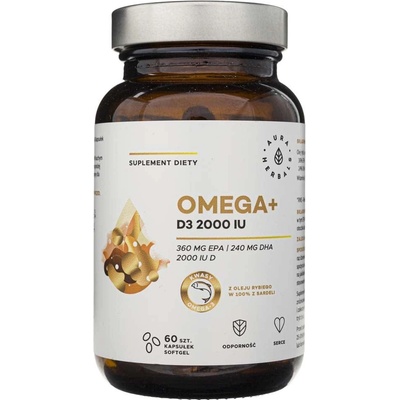 Aura Herbals Omega + vitamín D3 2000 IU 60 kapsúl