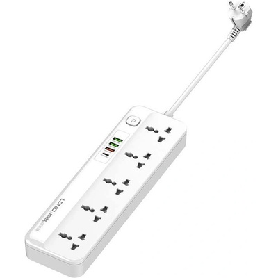 LDNIO SC5415 Power Strip 2500W - разклонител с 5 изхода и вградени 1хUSB-C и 3хUSB-A изхода за мобилни устройства (200 см) (бял)