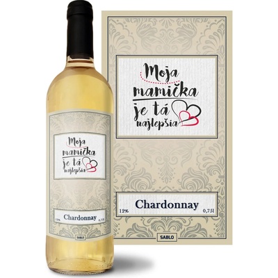 Sablio Moja mamička je tá najlepšia Chardonnay biele suché víno 12 % 0,75 l (čistá fľaša)