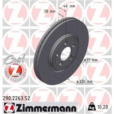 Brzdový kotúč (cena za 1ks) ZIMMERMANN 290.2263.52