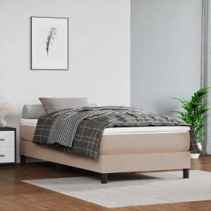 vidaXL Матрак с покет пружини средна твърдост капучино 90x190x20 см изкуствена кожа (347707)