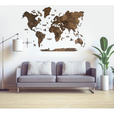 Enjoy the Wood 3D nástěnná dřevěná mapa World Map Walnut Prime M