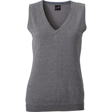 James & Nicholson JN 656 dámska vesta s výstrihom do V Grey Heather