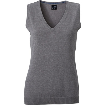 James & Nicholson JN 656 dámska vesta s výstrihom do V Grey Heather
