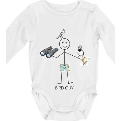 Bird guy Body dojčenské s dlhým rukávom biele