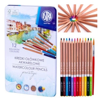 Astra Цветни акварелни моливи от кедрово дърво в метална кутия Астра Престиж 12 цвята (as312121001)