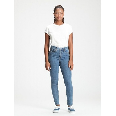 GAP Džínsy High Rise True Skinny Modrá