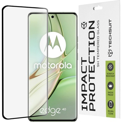 Techsuit Протектор за Motorola Edge 40 / Edge (2023) - 111D пълно покритие / пълно залепено стъкло / 3D извит екран - черен
