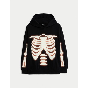 Marks & Spencer Суитшърт с качулка Skeleton с високо съдържание на памук (6-16 години) Marks & Spencer черна Marks & Spencer | Cheren | Момчешки | 9-10 години