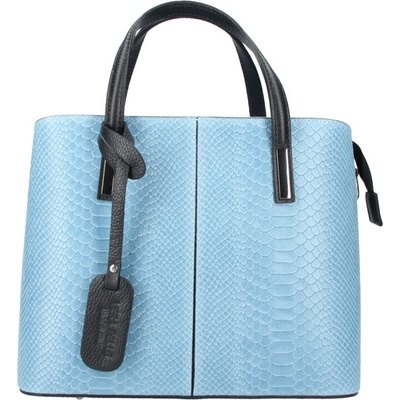 Borse in Pelle kožená dámska kabelka do ruky v kroko designu Merle svetlo modrá