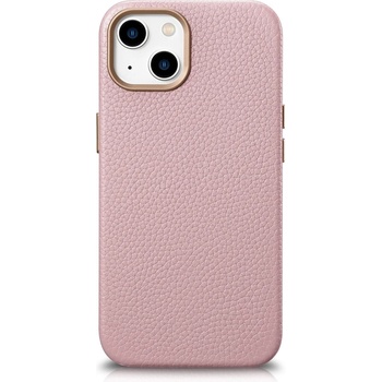 ICARER Кейс от естествена кожа iCarer Litchi Premium за iPhone 14, магнитен, съвместим с MagSafe, Розов (WMI14220709-PK) (WMI14220709-PK)