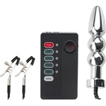 SuperLove E-Stim Beaded Anal Plug & Nipple Clamps Set