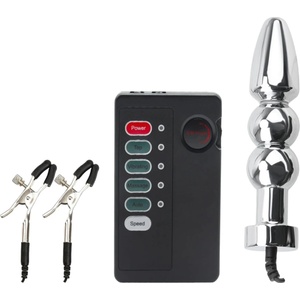 SuperLove E-Stim Beaded Anal Plug & Nipple Clamps Set