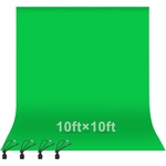 EMART 3x3m Green Screen Green Background Polyester Green Chromakey Green Screen Foldable with 4 Clip for Photography, Zoom, Interviews, Live Stream - EM-P1010-G (EM-P1010-G)