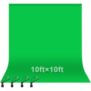 EMART 3x3m Green Screen Green Background Polyester Green Chromakey Green Screen Foldable with 4 Clip for Photography, Zoom, Interviews, Live Stream - EM-P1010-G (EM-P1010-G)