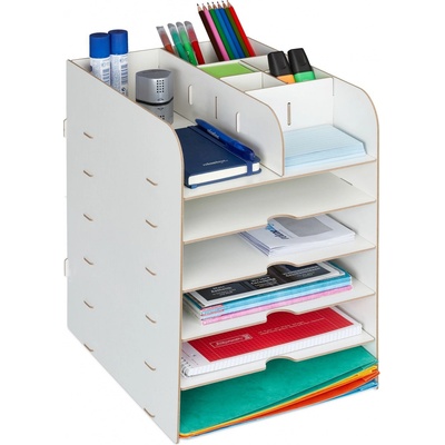 Organizér na stôl s úložnými priehradkami RD42749, biela