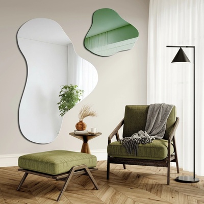 Alfaram Nepravidelné zelené zrkadlo - LEAFY GREEN 90x101