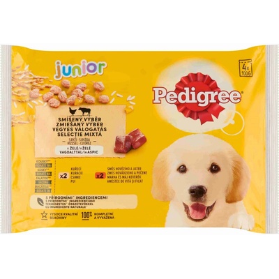 Pedigree Junior kura ryža hovädzina ryža v želé 4 x 100 g