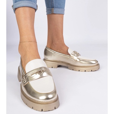 Gemre Golden women's moccasins with white insert Sugetti bílá krémová