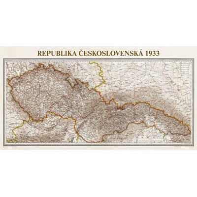 ZES Československo 1933 - nástěnná mapa 200 x 100 cm Varianta: bez rámu v tubusu, Provedení: laminovaná mapa s očky