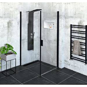 POLYSAN Zoom Black - Душ ъгъл 80x100 см, L/R вариант, Antidrop, прозрачно стъкло/матово черно ZL1280BZL3210B (ZL1280BZL3210B)