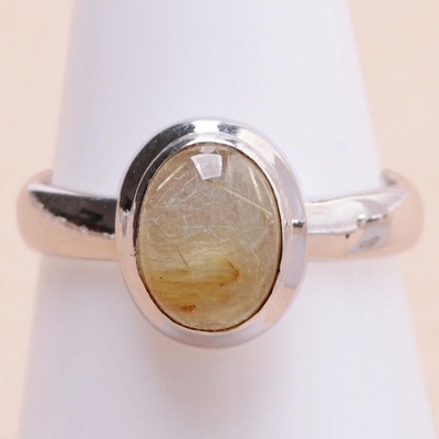 Nefertitis Sagenit křišťál s rutilem prsten stříbro 68789