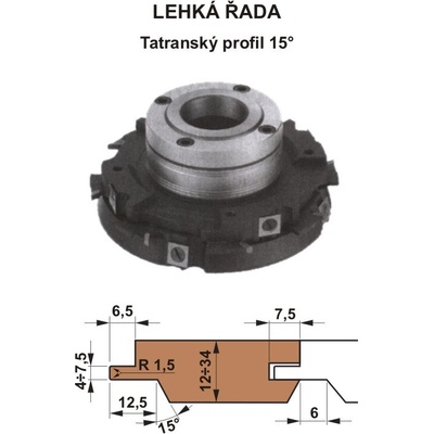 Sada fréz na pero a drážku s VBD 560 CF 160x40 / 4z - Tatranský profil 15° - LEHKÁ ŘADA