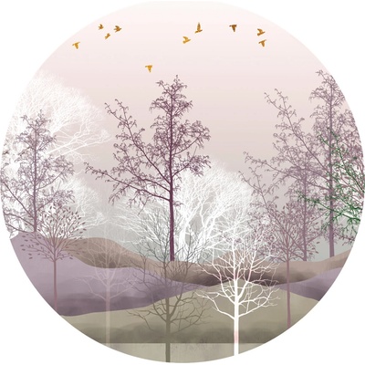 AG Design CR3333 Samolepicí vliesová fototapeta Mystical Forest rozměry 140 x 140 cm