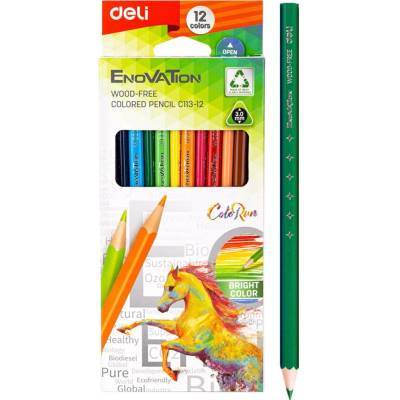 Deli Group Co Ltd bezdřevé trojhranné pastelky 12 barev Enovation EC113 12 661541