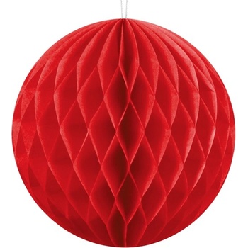 PartyDeco Хартиена Топка за Декорация, Червена, 10 см
