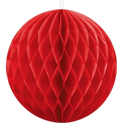 PartyDeco Хартиена Топка за Декорация, Червена, 10 см