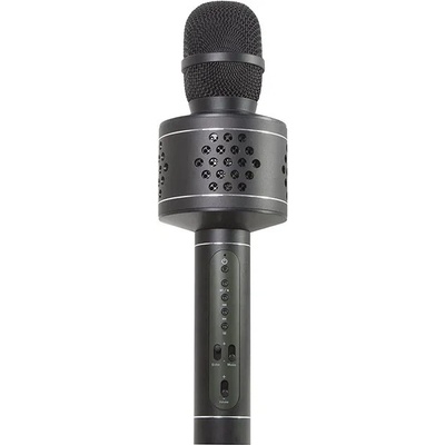 Čierny karaoke mikrofón Medvedík Bluetooth na batériu