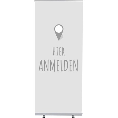 Jansen Display Set Roll-baneru Budget s vytištěným motivem, Přihlášení, šedý, německy, 870 x 2080 mm