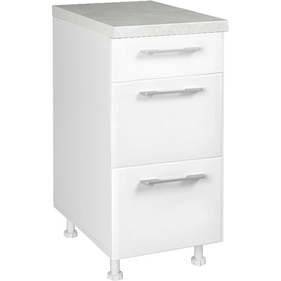 Matis Кухненски шкаф долен с три чекмеджета in mdf d40 3f бял гланц