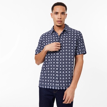 Jack Wills Риза с къс ръкав Jack Wills Short Sleeve Printed Shirt - Navy