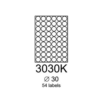 etikety RAYFILM 30mm kruh univerzálne žlté R01213030KA (100 list./A4) R0121.3030KA