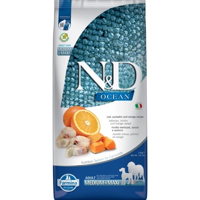 N&D Ocean Dog Adult Medium & Maxi Low Grain Codfish & Orange 12 kg