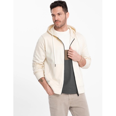 Ombre Clothing Кремав мъжки основен суичър с цип Ombre Clothing Ombre Clothing | Byal | МЪЖЕ | S