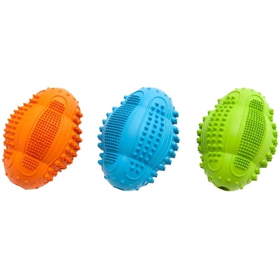 Flamingo Ruffus ball - Забавна дентална играчка за кучета за дъвчене и дърпане - ръгби топка , 8/6 см. /три цвята