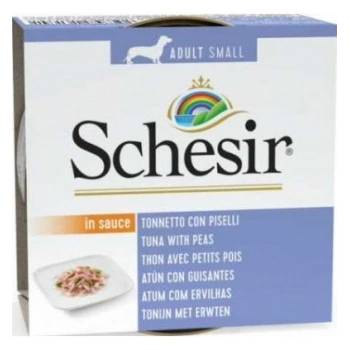Schesir - Консервирана храна за кучета от малки породи, с риба тон и грах, 85 гр