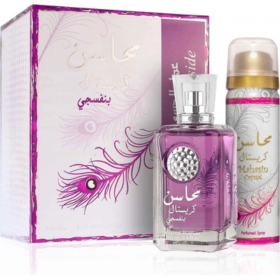 Lattafa Mahasin Crystal Violet EDP 100 ml + deospray 75 ml dárková sada
