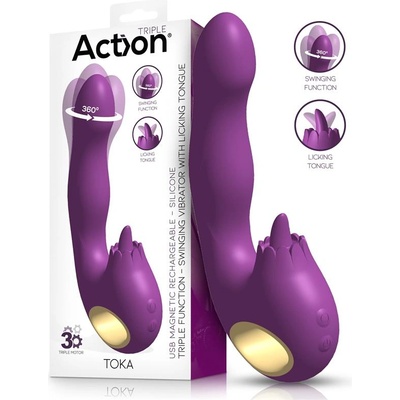 Action Toka Swinging 360 Vibe & Stimulating Licking Tongue Purple