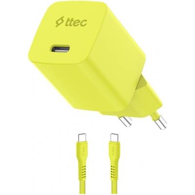 Ttec Зарядно ttec SmartCharger GaN 45W PD + Кабел USB-C, Neon Жълт