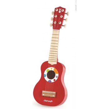 Janod drevená prvá gitara Confetti červená