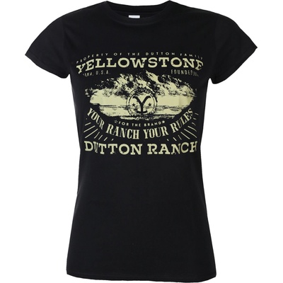 HYBRIS Дамска тениска Yellowstone - Your Ranch Your Ranch - Черна - HYBRIS - PM-5-YSTN017-H82-8-BK