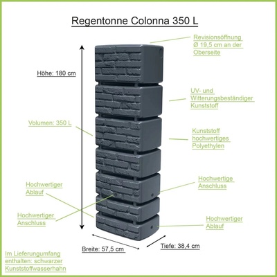 Prosperplast Tower Brick 350 l antracit IDTB350-S433
