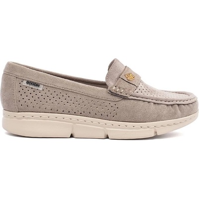 Goodin Praktické dámské mokasíny tmavě béžové bez podpatku