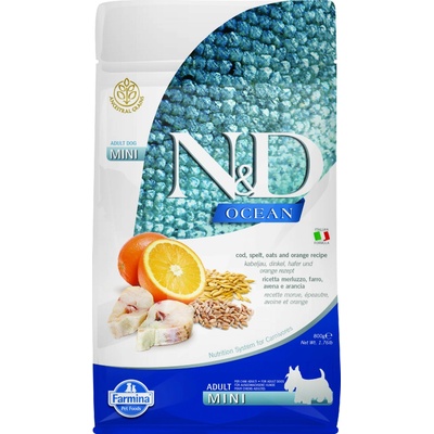 N&D Ocean Dog Adult Mini Low Grain Cod Spelt Oats & Orange 0,8 kg